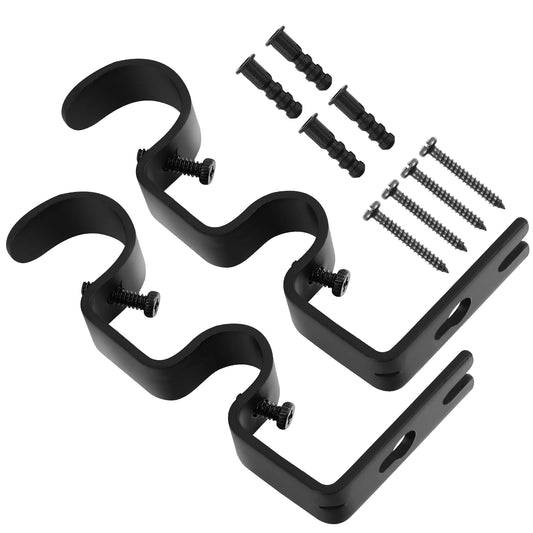 Double Heavy Duty Iron Curtain Rod Hooks Holders Drapery Bracket Poles Adjustable Accessories Home Decor Window Treatment Parts