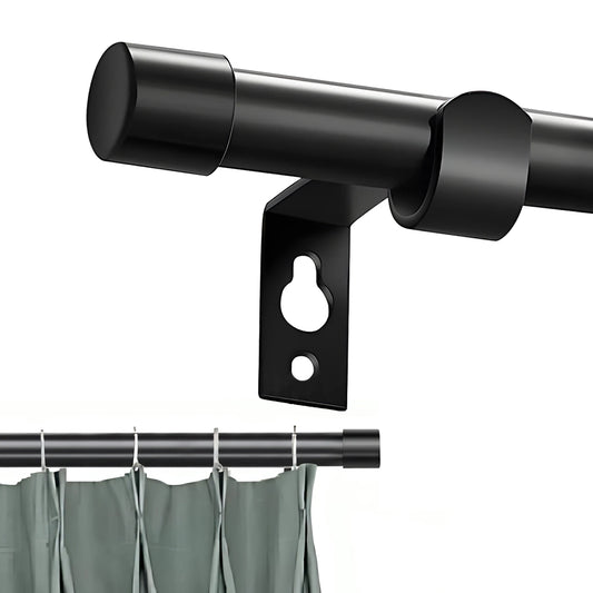 Cylindrical Retractable Curtain Rod,Modern Elegant Matte Black Spliced,High Quality Black Spliced Adjustable Metal Curtain Rod