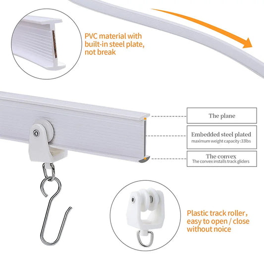 1-6M Flexible Bendable Curtain Track Bedrooms Balconies Bathrooms Room Divider Ceiling Silent Track Home Window Decor Accessorie