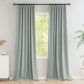 Rideau Occultant Effet Lin Vert Sauge
