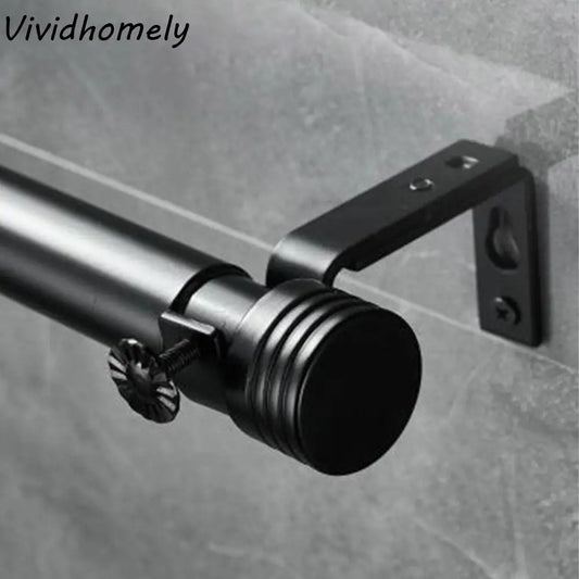 Stable Adjustable Curtain Rod Set Thicken Thread Curtain Rail Black Carbon Steel Drapery Curtain Telescopic Rod Kitchen