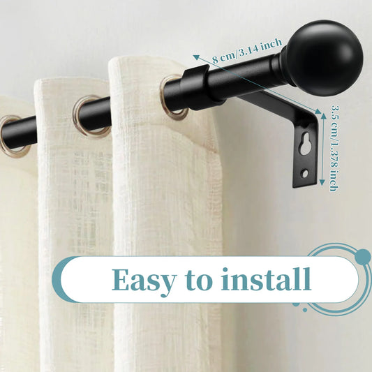 Black Curtain Rods for windows 24 to 94 inch, Splicing Heavy Duty Metal Curtain Rod Set with Brackets
