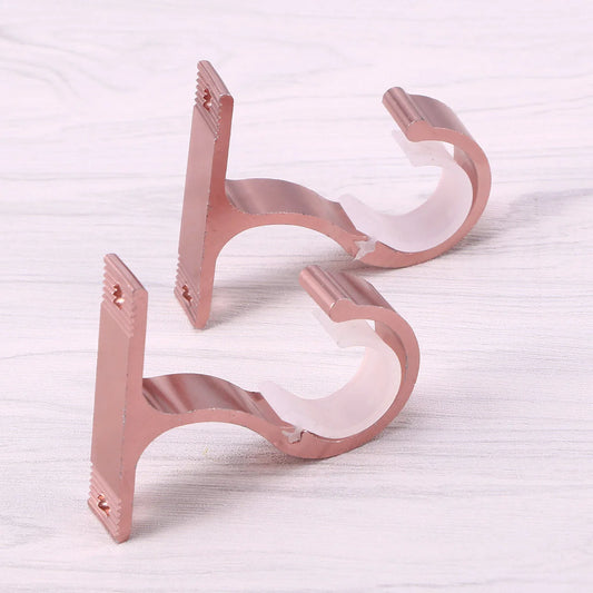 2pcs Aluminum Alloy Curtain Rod Bracket Wall Mount Double Hooks For Heavy Drapes Support Home Window Door Decorative Accessories