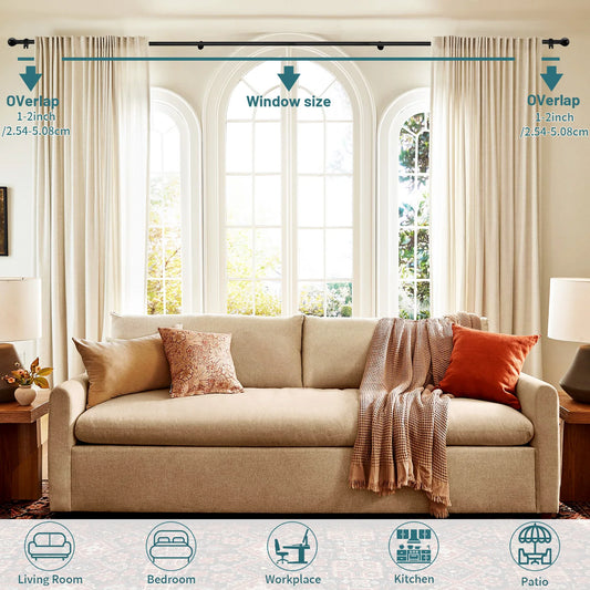 Black Curtain Rods for windows 24 to 94 inch, Splicing Heavy Duty Metal Curtain Rod Set with Brackets