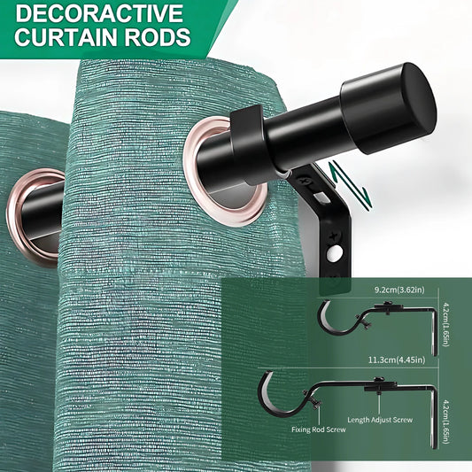 Cylindrical Retractable Curtain Rod,Modern Elegant Matte Black Spliced,High Quality Black Spliced Adjustable Metal Curtain Rod