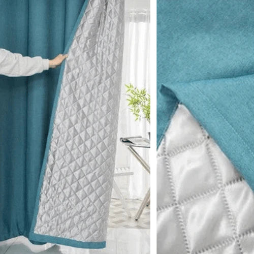 Rideau Phonique Matelassé Bleu Paon